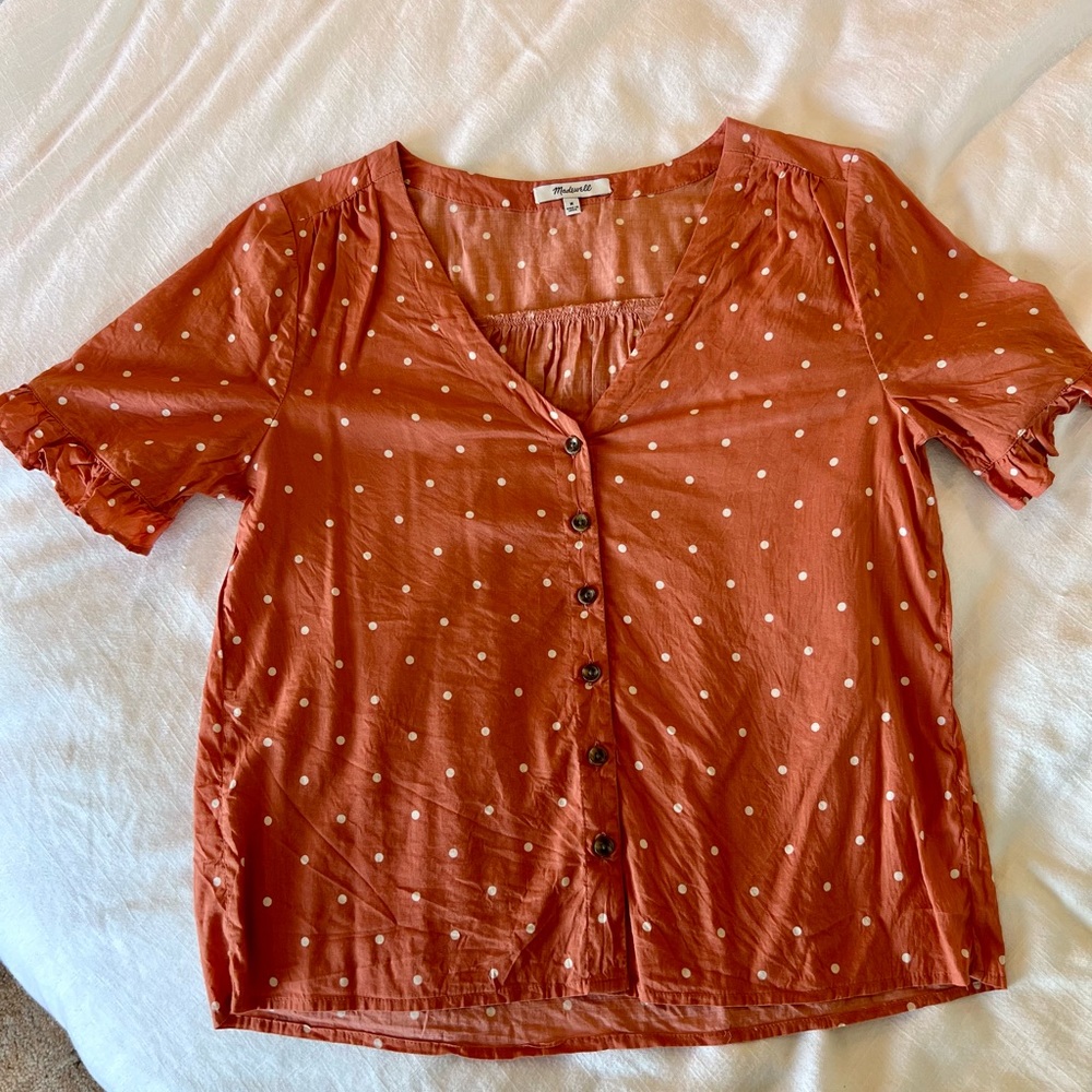 Madewell polka dot button down top